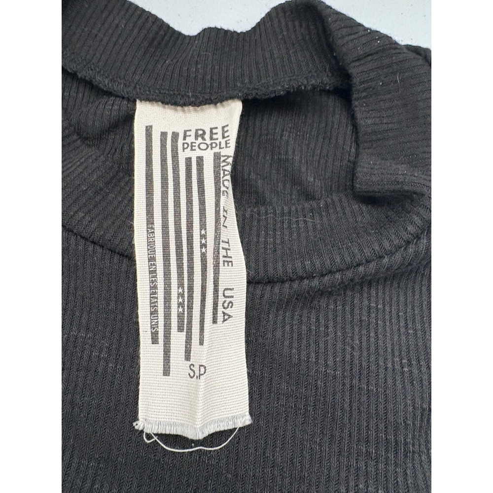Free People Ribbed High Neck Sleeveless Tank Top Black S/P - Picture 2 of 4